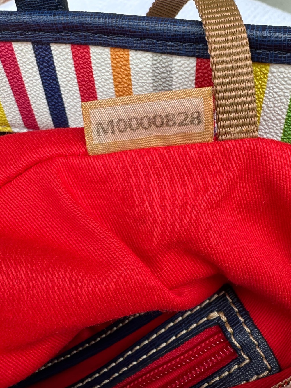 💐Dooney & Bourke Rainbow Multi Stripe Shopper Tote Bag + Flower Charm - Picture 11 of 12